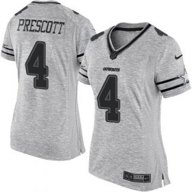 Wholesale Cheap Nike Cowboys #4 Dak Prescott Gray Women\'s Stitched NFL Limited Gridiron Gray II Jersey