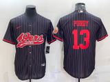Wholesale Cheap Men's San Francisco 49ers #13 Brock Purdy Black Pinstripe With Patch Cool Base Stitched Baseball Jersey