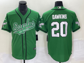 Wholesale Cheap Men\'s Philadelphia Eagles #20 Brian Dawkins Green Cool Base Stitched Baseball Jersey