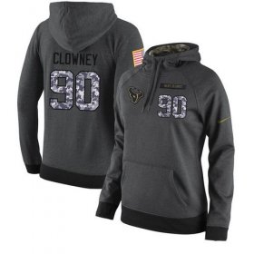 Wholesale Cheap NFL Women\'s Nike Houston Texans #90 Jadeveon Clowney Stitched Black Anthracite Salute to Service Player Performance Hoodie