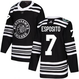 Wholesale Cheap Adidas Blackhawks #7 Tony Esposito Black Authentic 2019 Winter Classic Stitched NHL Jersey