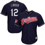 Wholesale Cheap Indians #12 Francisco Lindor Navy Blue 2018 Spring Training Cool Base Stitched MLB Jersey