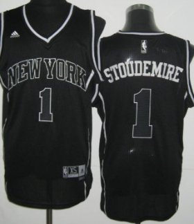 Wholesale Cheap New York Knicks #1 Amare Stoudemire Revolution 30 Swingman All Black With White Jersey