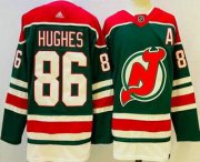Cheap Men's New Jersey Devils #86 Jack Hughes Green 2021 Reverse Retro Authentic Jersey