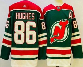 Cheap Men\'s New Jersey Devils #86 Jack Hughes Green 2021 Reverse Retro Authentic Jersey