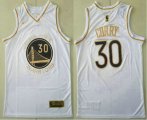 Wholesale Cheap Men's Golden State Warriors #30 Stephen Curry White Golden Nike Swingman Stitched NBA Jersey