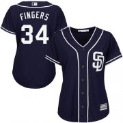 Wholesale Cheap Padres #34 Rollie Fingers Navy Blue Alternate Women's Stitched MLB Jersey