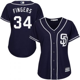 Wholesale Cheap Padres #34 Rollie Fingers Navy Blue Alternate Women\'s Stitched MLB Jersey