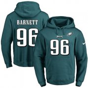 Wholesale Cheap Nike Eagles #96 Derek Barnett Midnight Green Name & Number Pullover NFL Hoodie