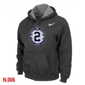 Wholesale Cheap Nike New York Yankees #2 Derek Jeter Official Final Season Commemorative Logo Pullover Hoodie Dark Grey