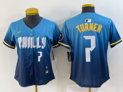 Cheap Women's Philadelphia Phillies #7 Trea Turner Number Blue 2024 City Connect Limited Stitched Jerseys