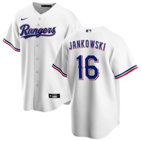 Cheap Men\'s Texas Rangers #16 Travis Jankowski White Cool Base Stitched Baseball Jersey