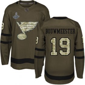 Wholesale Cheap Adidas Blues #19 Jay Bouwmeester Green Salute to Service Stanley Cup Champions Stitched NHL Jersey