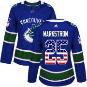 Wholesale Cheap Adidas Canucks #25 Jacob Markstrom Blue Home Authentic USA Flag Women's Stitched NHL Jersey