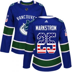 Wholesale Cheap Adidas Canucks #25 Jacob Markstrom Blue Home Authentic USA Flag Women\'s Stitched NHL Jersey