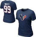 Wholesale Cheap Women's Nike Houston Texans #99 J.J. Watt Name & Number T-Shirt Blue