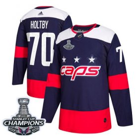 Wholesale Cheap Adidas Capitals #70 Braden Holtby Navy Authentic 2018 Stadium Series Stanley Cup Final Champions Stitched Youth NHL Jersey
