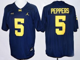 Wholesale Cheap Men\'s Michigan Wolverines #5 Jabrill Peppers Navy Blue Stitched NCAA Brand Jordan College Football Jersey