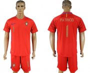 Wholesale Cheap Portugal #1 Patricio Red Goalkeeper Soccer Country Jersey