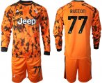 Wholesale Cheap Men 2020-2021 club Juventus away long sleeves 77 orange Soccer Jerseys