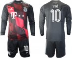Wholesale Cheap 2021 Men Bayern Munchen away long sleeves 10 soccer jerseys