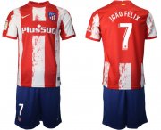 Wholesale Cheap Men 2021-2022 Club Atletico Madrid home red 7 Nike Soccer Jersey