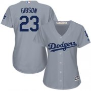 Wholesale Cheap Dodgers #23 Kirk Gibson Grey Alternate Road Women's Stitched MLB Jersey