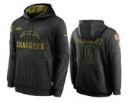 Wholesale Cheap Men's Los Angeles Chargers #10 Justin Herbert Black 2020 Salute To Service Sideline Performance Pullover Hoodie