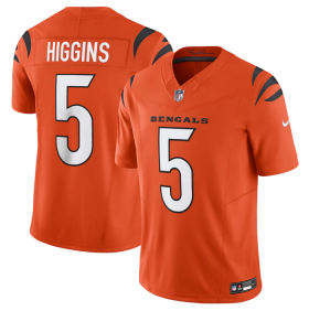 Wholesale Cheap Men\'s Cincinnati Bengals #5 Tee Higgins Orange 2023 F.U.S.E. Vapor Untouchable Limited Stitched Jersey