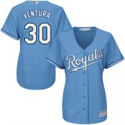 Wholesale Cheap Royals #30 Yordano Ventura Light Blue Alternate Women's Stitched MLB Jersey