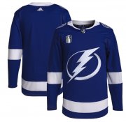 Wholesale Cheap Men's Tampa Bay Lightning Blank 2022 Blue Stanley Cup Final Patch Stitched Jersey