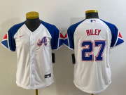 Cheap Youth Atlanta Braves #27 Austin Riley White 2023 City Connect Cool Base Stitched Jersey