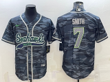 Wholesale Cheap Men's Seattle Seahawks #7 Geno Smith Grey Camo With Patch Cool Base Stitched Baseball Jersey