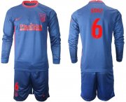 Wholesale Cheap Men 2020-2021 club Atletico Madrid away long sleeves 6 blue Soccer Jerseys