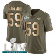 Wholesale Cheap Nike Chiefs #59 Reggie Ragland Olive/Gold Super Bowl LIV 2020 Men's Stitched NFL Limited 2017 Salute To Service Jersey
