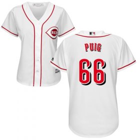Wholesale Cheap Reds #66 Yasiel Puig White Home Women\'s Stitched MLB Jersey