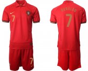 Wholesale Cheap Men 2021 European Cup Portugal home red 7 Soccer Jersey