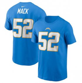 Wholesale Cheap Men\'s Los Angeles Chargers #52 Khalil Mack 2022 Blue Name & Number T-Shirt