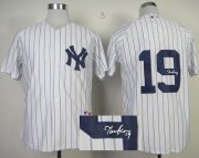 Wholesale Cheap Yankees #19 Masahiro Tanaka White Autographed Stitched MLB Jersey