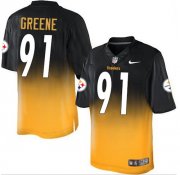 Wholesale Cheap Nike Steelers #91 Kevin Greene Black/Gold Men's Stitched NFL Elite Fadeaway Fashion Jersey