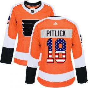 Wholesale Cheap Adidas Flyers #18 Tyler Pitlick Orange Home Authentic USA Flag Women\'s Stitched NHL Jersey