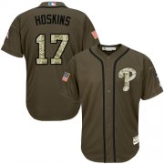 Wholesale Cheap Phillies #17 Rhys Hoskins Green Salute to Service Stitched MLB Jersey
