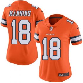 Wholesale Cheap Nike Broncos #18 Peyton Manning Orange Women\'s Stitched NFL Limited Rush Jersey