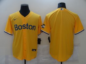 Wholesale Cheap Men\'s Boston Red Sox Blank Gold 2021 City Connect Stitched MLB Cool Base Nike Jersey