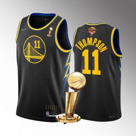 Wholesale Cheap Men\'s Golden State Warriors #11 Klay Thompson Black 2022 NBA Finals Champions Stitched Jersey