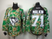 Wholesale Cheap Penguins #71 Evgeni Malkin Camo Veterans Day Practice Stitched NHL Jersey