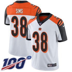 Wholesale Cheap Nike Bengals #38 LeShaun Sims White Youth Stitched NFL 100th Season Vapor Untouchable Limited Jersey