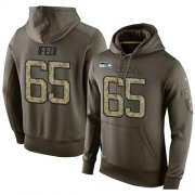 Wholesale Cheap NFL Men's Nike Seattle Seahawks #65 Germain Ifedi Stitched Green Olive Salute To Service KO Performance Hoodie