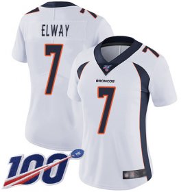 Wholesale Cheap Nike Broncos #7 John Elway White Women\'s Stitched NFL 100th Season Vapor Limited Jersey