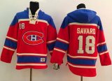 Wholesale Cheap Canadiens #18 Serge Savard Red Sawyer Hooded Sweatshirt Stitched NHL Jersey